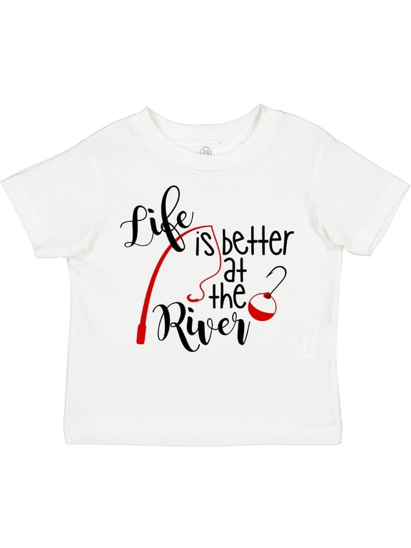 Life is Better at the River Fishing Pole with Bobber Boys or Girls Toddler T-Shirt