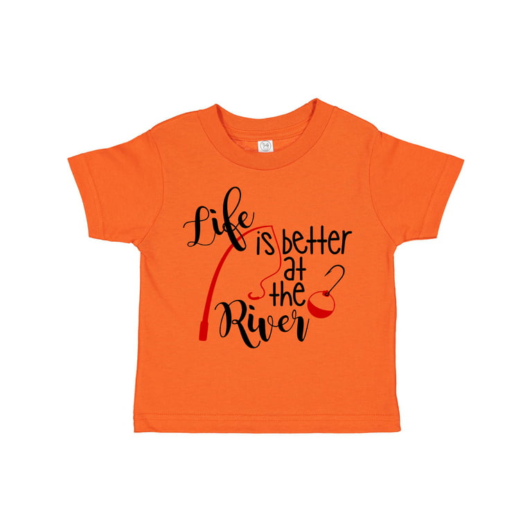 Inktastic Life Is Better at The River Fishing Pole with Bobber Boys or Girls Toddler T-Shirt, Toddler Boy's, Size: 2T, Orange