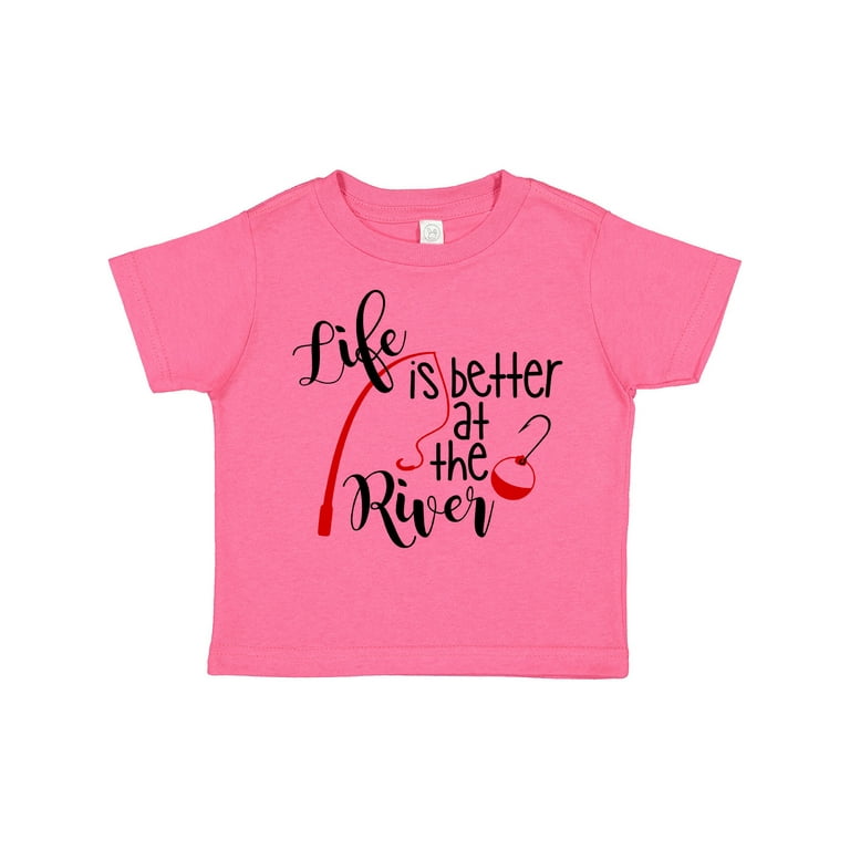 Inktastic Life is Better at the River Fishing Pole with Bobber Boys or  Girls Toddler T-Shirt