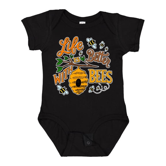 Inktastic Life is Better with Bees with Beehive Illustration Boys or Girls Baby Bodysuit