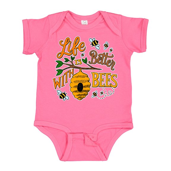 Inktastic Life is Better with Bees with Beehive Illustration Boys or Girls Baby Bodysuit