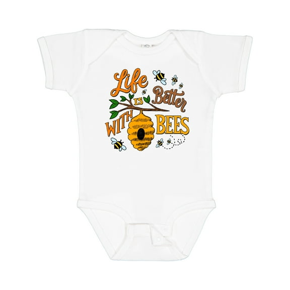 Inktastic Life is Better with Bees with Beehive Illustration Boys or Girls Baby Bodysuit