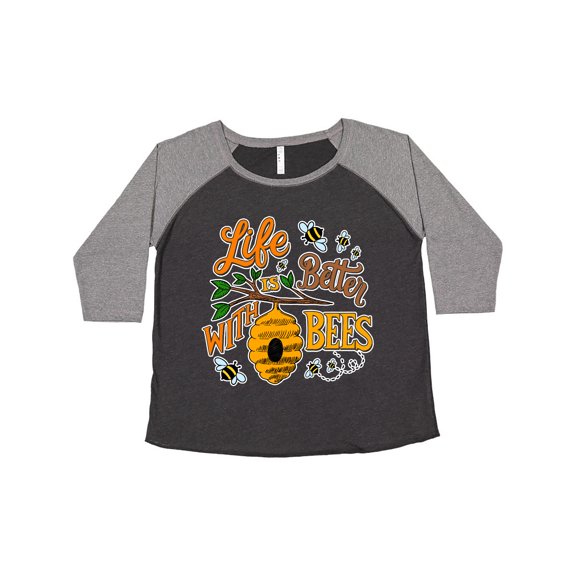 Inktastic Life is Better with Bees with Beehive Illustration Women's Plus Size T-Shirt