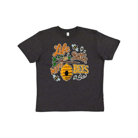 Inktastic Life is Better with Bees with Beehive Illustration Youth T-Shirt