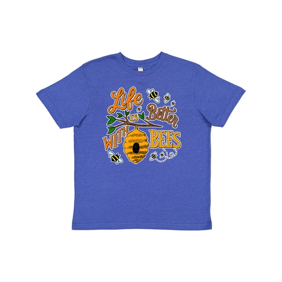 Inktastic Life is Better with Bees with Beehive Illustration Youth T-Shirt