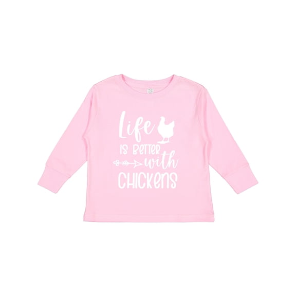Inktastic Life is Better with Chickens Boys or Girls Long Sleeve Toddler T-Shirt