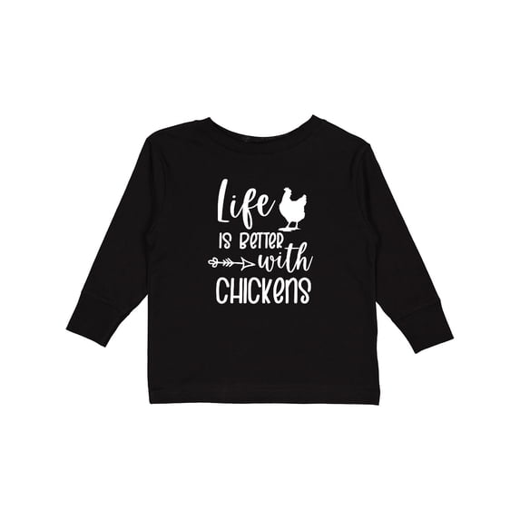 Inktastic Life is Better with Chickens Boys or Girls Long Sleeve Toddler T-Shirt