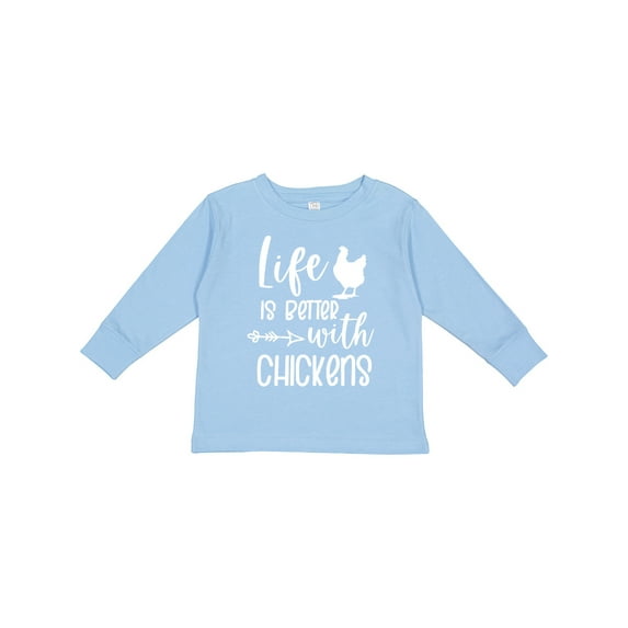 Inktastic Life is Better with Chickens Boys or Girls Long Sleeve Toddler T-Shirt