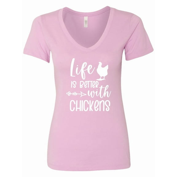 Inktastic Life is Better with Chickens Women's V-Neck T-Shirt