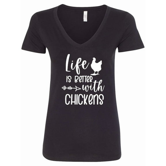 Inktastic Life is Better with Chickens Women's V-Neck T-Shirt