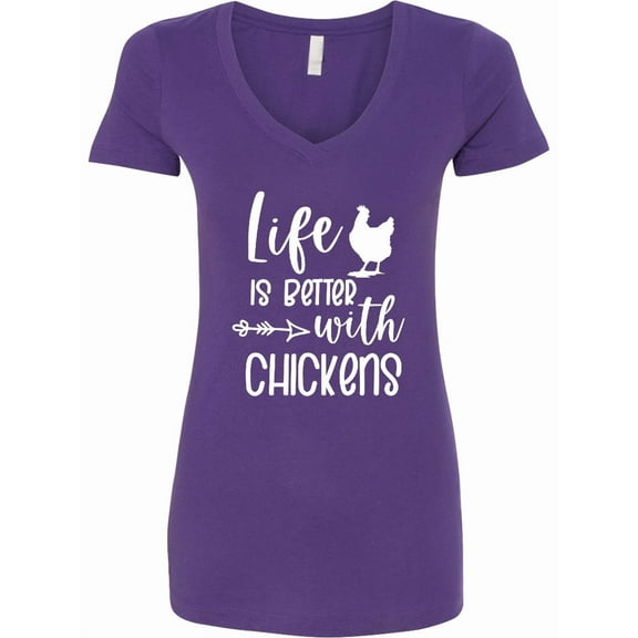 Inktastic Life is Better with Chickens Women's V-Neck T-Shirt