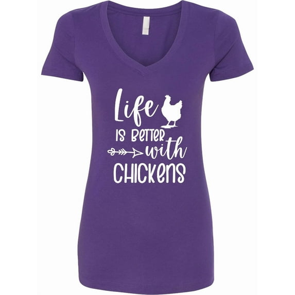 Inktastic Life is Better with Chickens Women's V-Neck T-Shirt