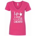 thumbnail image 1 of Inktastic Life is Better with Chickens Women's V-Neck T-Shirt, 1 of 5
