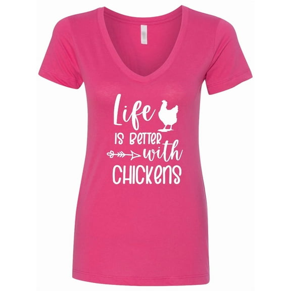 Inktastic Life is Better with Chickens Women's V-Neck T-Shirt