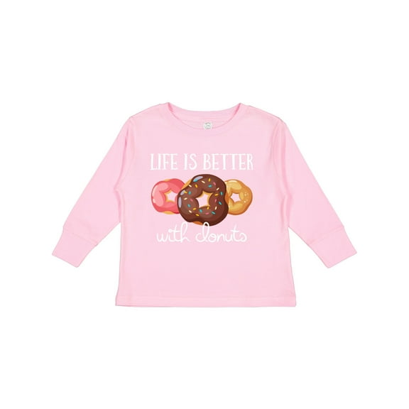Inktastic Life is Better with Donuts Boys or Girls Long Sleeve Toddler T-Shirt