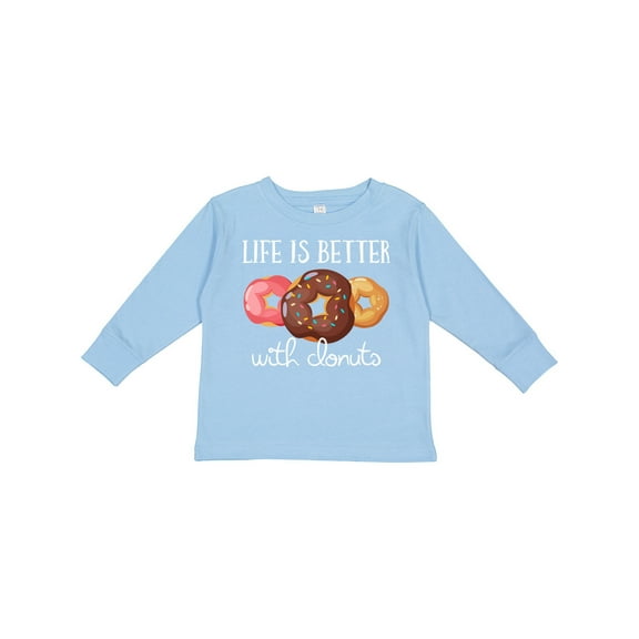 Inktastic Life is Better with Donuts Boys or Girls Long Sleeve Toddler T-Shirt