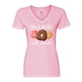 thumbnail image 1 of Inktastic Life is Better with Donuts Women's V-Neck T-Shirt, 1 of 5