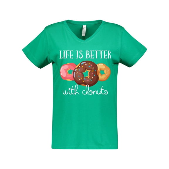 Inktastic Life is Better with Donuts Women's V-Neck T-Shirt