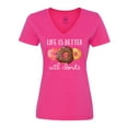 thumbnail image 1 of Inktastic Life is Better with Donuts Women's V-Neck T-Shirt, 1 of 5