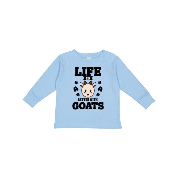 Inktastic Life is Better with Goats Boys or Girls Long Sleeve Toddler T-Shirt