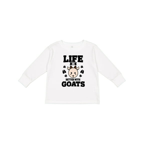 Inktastic Life is Better with Goats Boys or Girls Long Sleeve Toddler T-Shirt