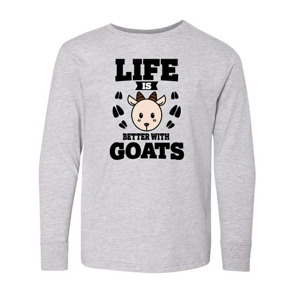 Inktastic Life is Better with Goats Long Sleeve Youth T-Shirt