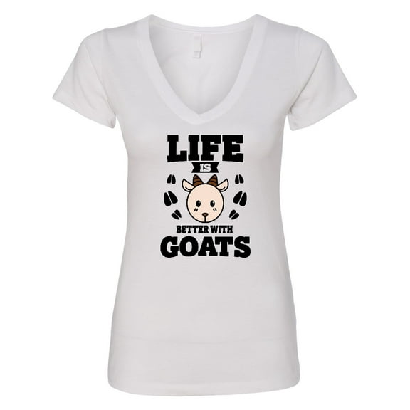 Inktastic Life is Better with Goats Women's V-Neck T-Shirt