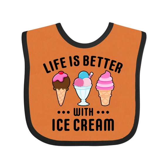 Inktastic Life is Better with Ice Cream Boys or Girls Baby Bib