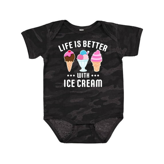 Inktastic Life is Better with Ice Cream Boys or Girls Baby Bodysuit