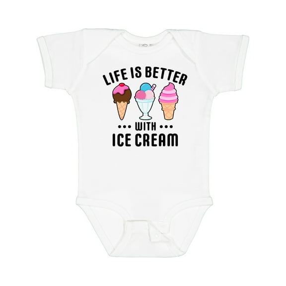 Inktastic Life is Better with Ice Cream Boys or Girls Baby Bodysuit