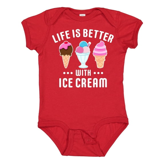 Inktastic Life is Better with Ice Cream Boys or Girls Baby Bodysuit