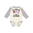 thumbnail image 1 of Inktastic Life is Better with Ice Cream Boys or Girls Long Sleeve Baby Bodysuit, 1 of 5