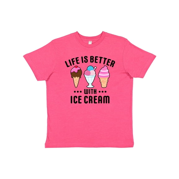 Inktastic Life is Better with Ice Cream Youth T-Shirt