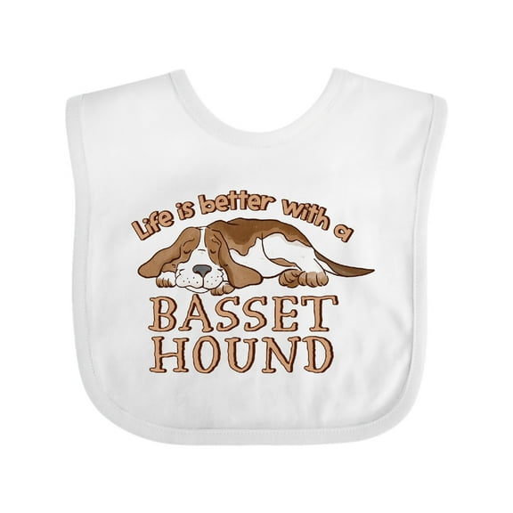 Inktastic Life is Better with a Basset Hound Boys or Girls Baby Bib