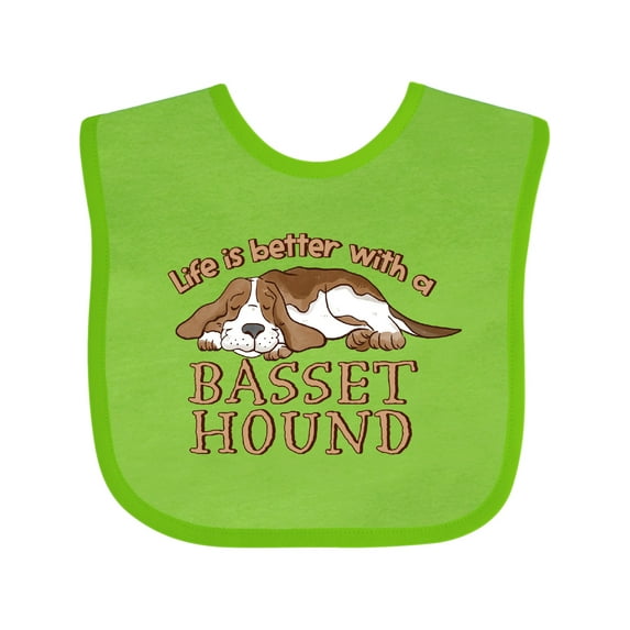 Inktastic Life is Better with a Basset Hound Boys or Girls Baby Bib