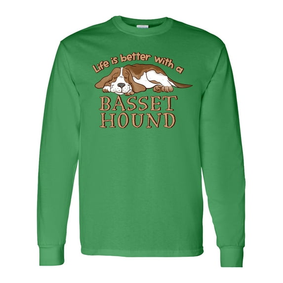 Inktastic Life is Better with a Basset Hound Long Sleeve T-Shirt
