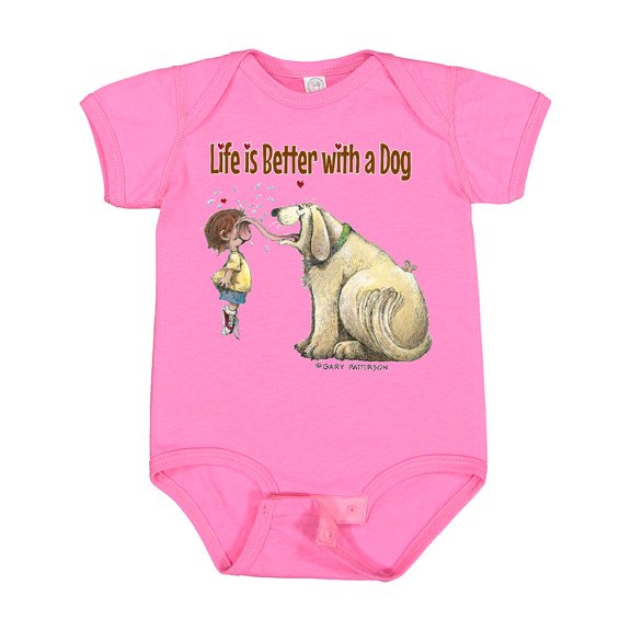 Inktastic Life is Better with a Dog Boys or Girls Baby Bodysuit