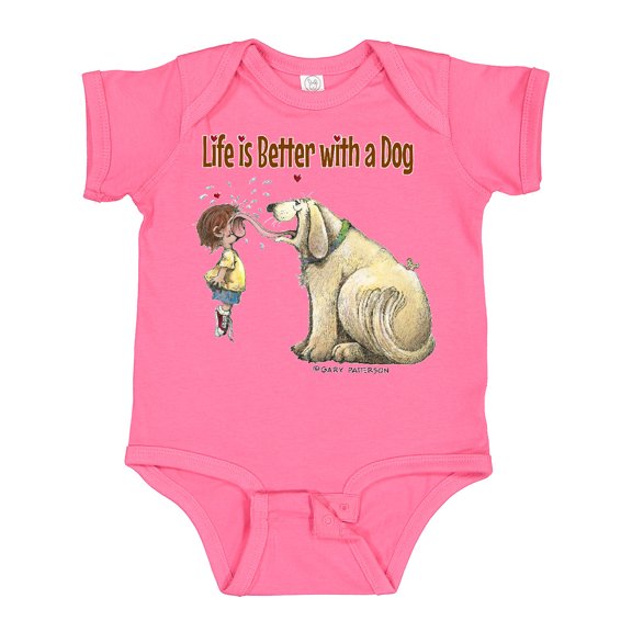 Inktastic Life is Better with a Dog Boys or Girls Baby Bodysuit