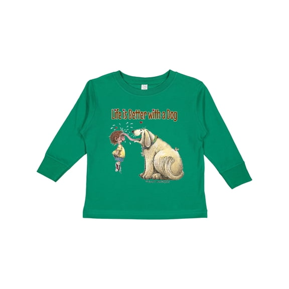Inktastic Life is Better with a Dog Boys or Girls Long Sleeve Toddler T-Shirt