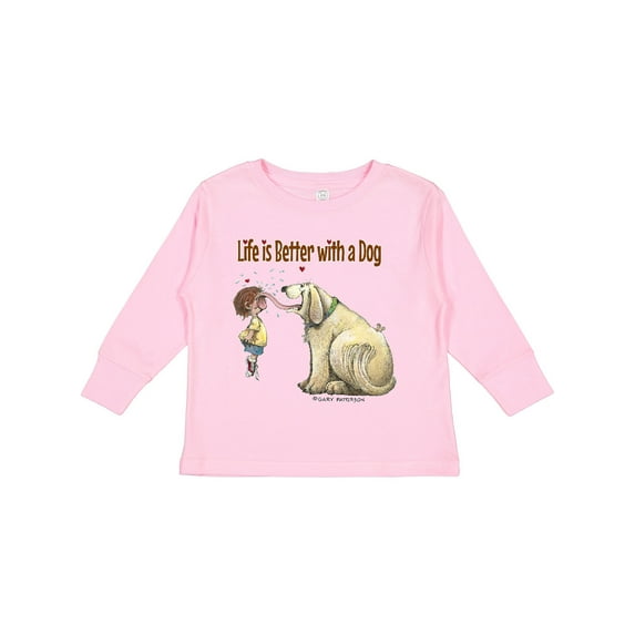 Inktastic Life is Better with a Dog Boys or Girls Long Sleeve Toddler T-Shirt