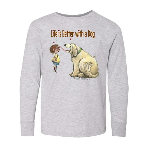 Inktastic Life is Better with a Dog Long Sleeve Youth T-Shirt