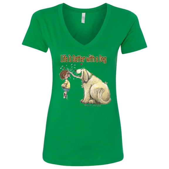 Inktastic Life is Better with a Dog Women's V-Neck T-Shirt
