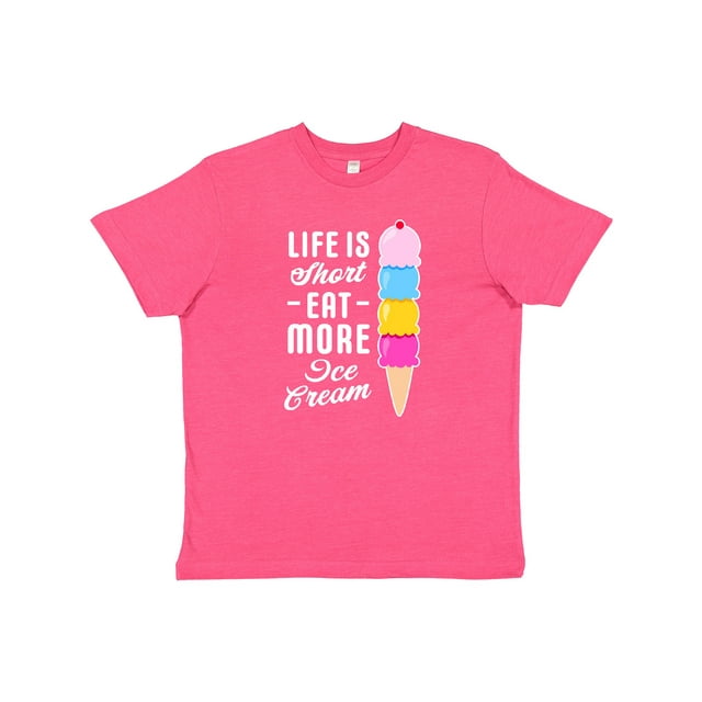 Inktastic Life is Short Eat More Ice Cream Youth T-Shirt