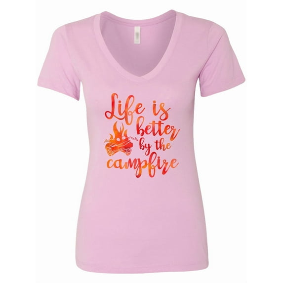 Inktastic Life's Better Campfire Women's V-Neck T-Shirt
