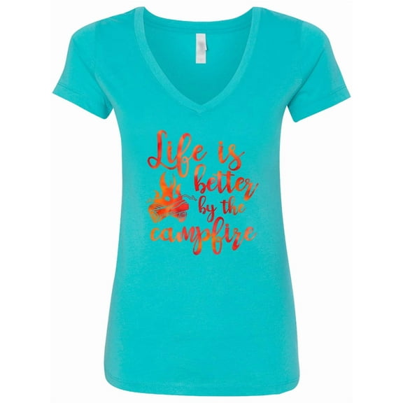 Inktastic Life's Better Campfire Women's V-Neck T-Shirt