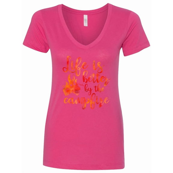 Inktastic Life's Better Campfire Women's V-Neck T-Shirt