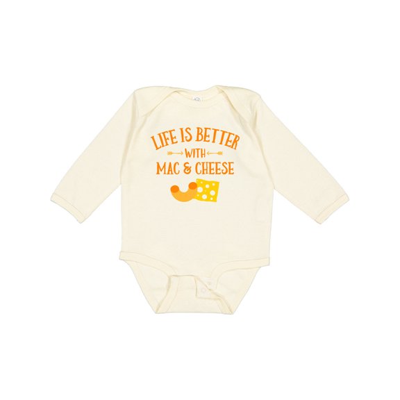 Inktastic Life's Better Mac & Cheese Boys or Girls Long Sleeve Baby Bodysuit