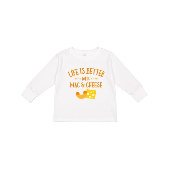 Inktastic Life's Better Mac & Cheese Boys or Girls Long Sleeve Toddler T-Shirt