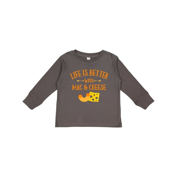 Inktastic Life's Better Mac & Cheese Boys or Girls Long Sleeve Toddler T-Shirt