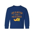 thumbnail image 1 of Inktastic Life's Better Mac & Cheese Long Sleeve Youth T-Shirt, 1 of 5